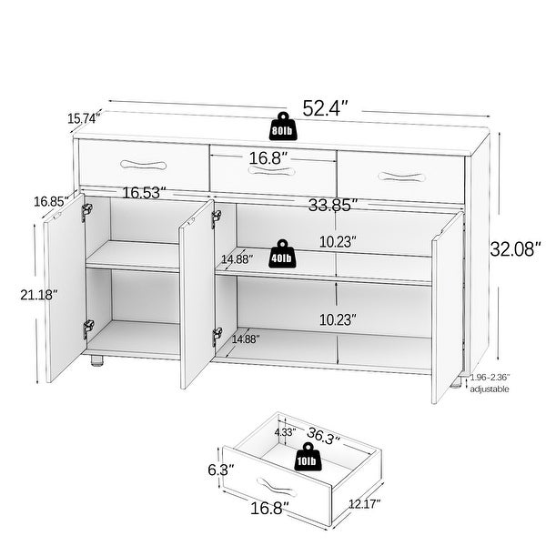 Three Doors Side Table-Grey，3 Times Painting Process，Simple design