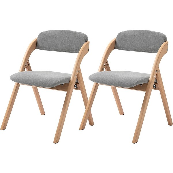 Wooden Stackable Dining Folding Chairs with Padded Seats(Set of 2)