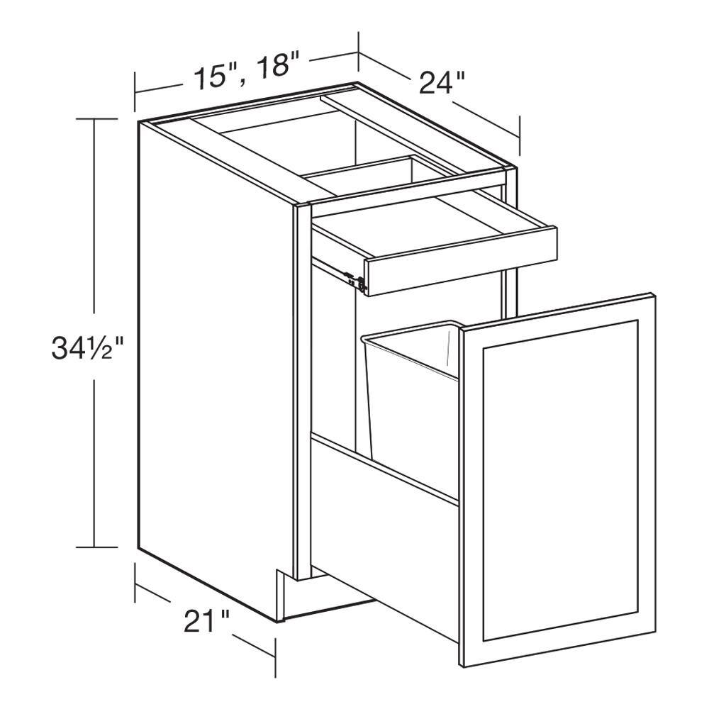 Home Decorators Collection Newport 18 in. W x 24 in. D x 34.5 in. H Pacific White Plywood Shaker Stock Assembled Trash Can Kitchen Cabinet B1DWB18-NPW