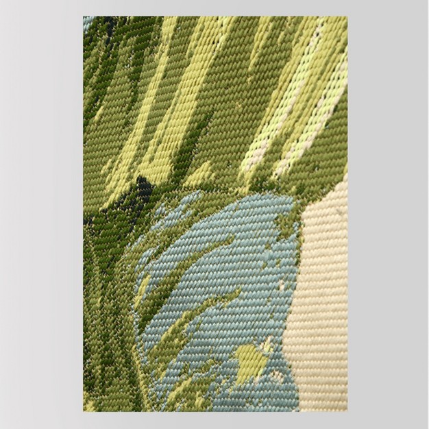 9 x27 x12 x27 Vacation Tropical Rectangular Woven Outdoor Area Rug Green