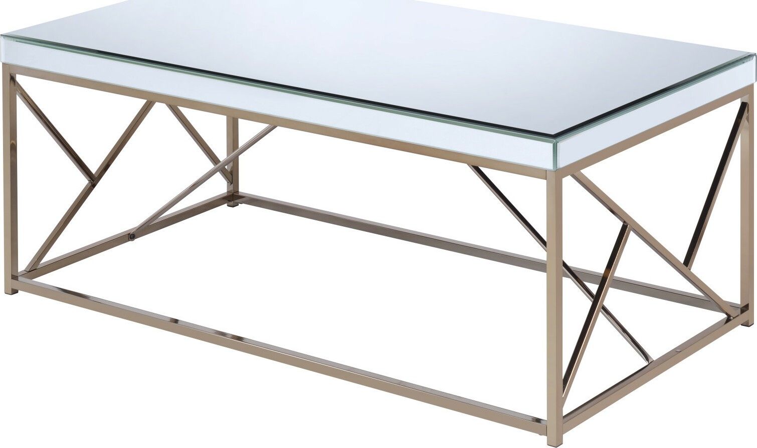 Evelyn MirrorTop Cocktail Table  Copper Chrome