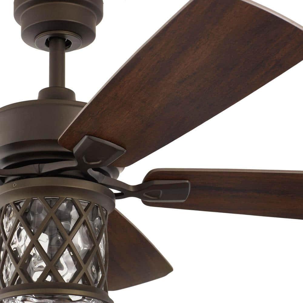 Home Decorators Collection Pine Meadows 52 in IndoorOutdoor LED Bronze Damp Rated Downrod Ceiling Fan with Dimmable Light Kit and Remote Control