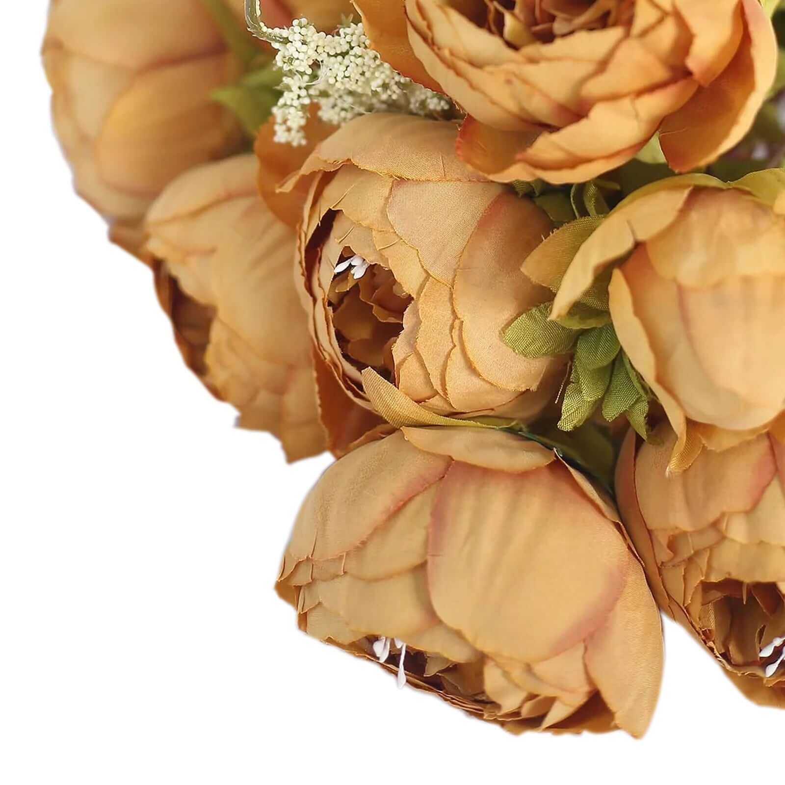 2 Pack Gold Silk Peony Flower Bouquet Arrangements, Artificial Wedding Bridal Bouquets 19