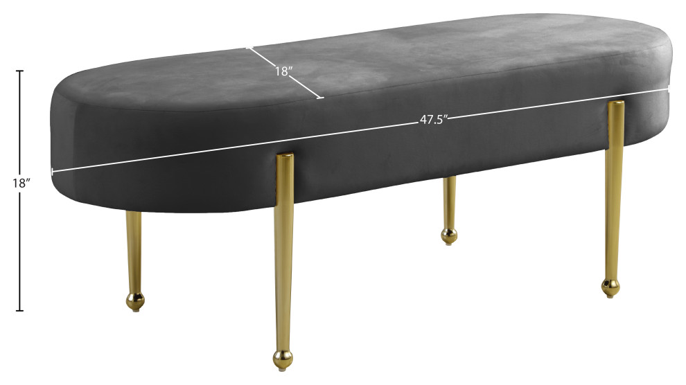 Gia Velvet Bench Parent   Midcentury   Upholstered Benches   by Meridian Furniture  Houzz