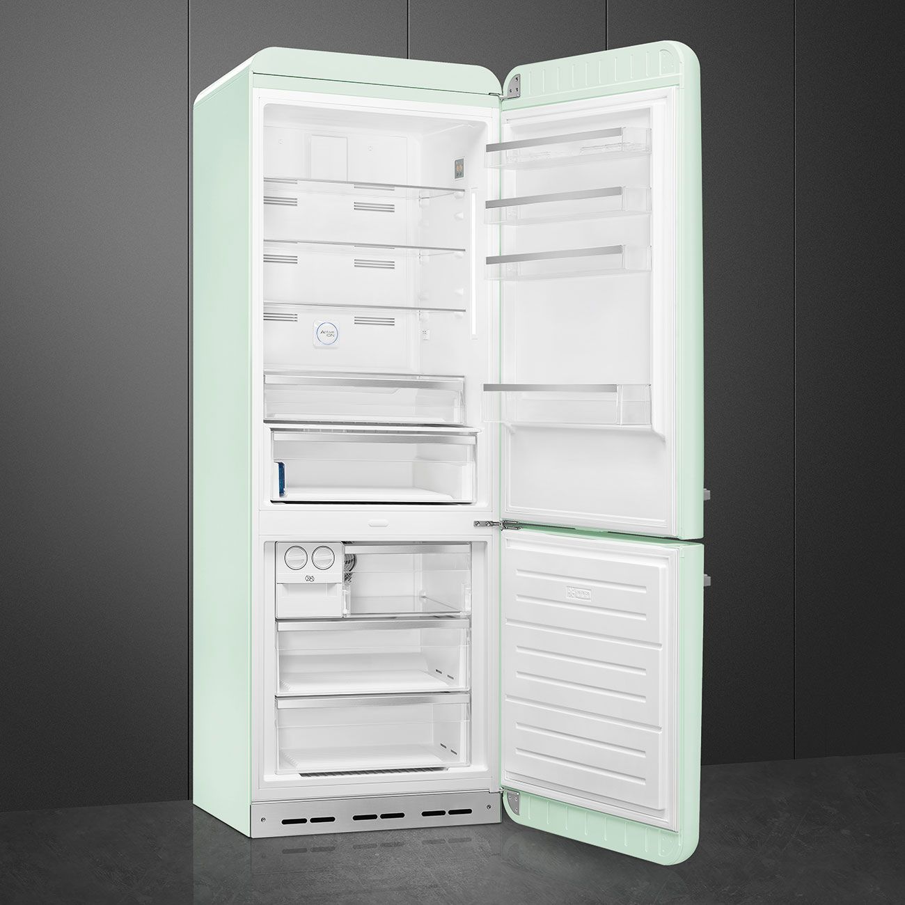 Smeg 50's Retro Style Aesthetic 18 Cu. Ft. Pastel Green Right-Hinge Bottom Freezer Refrigerator With Manual Ice Maker