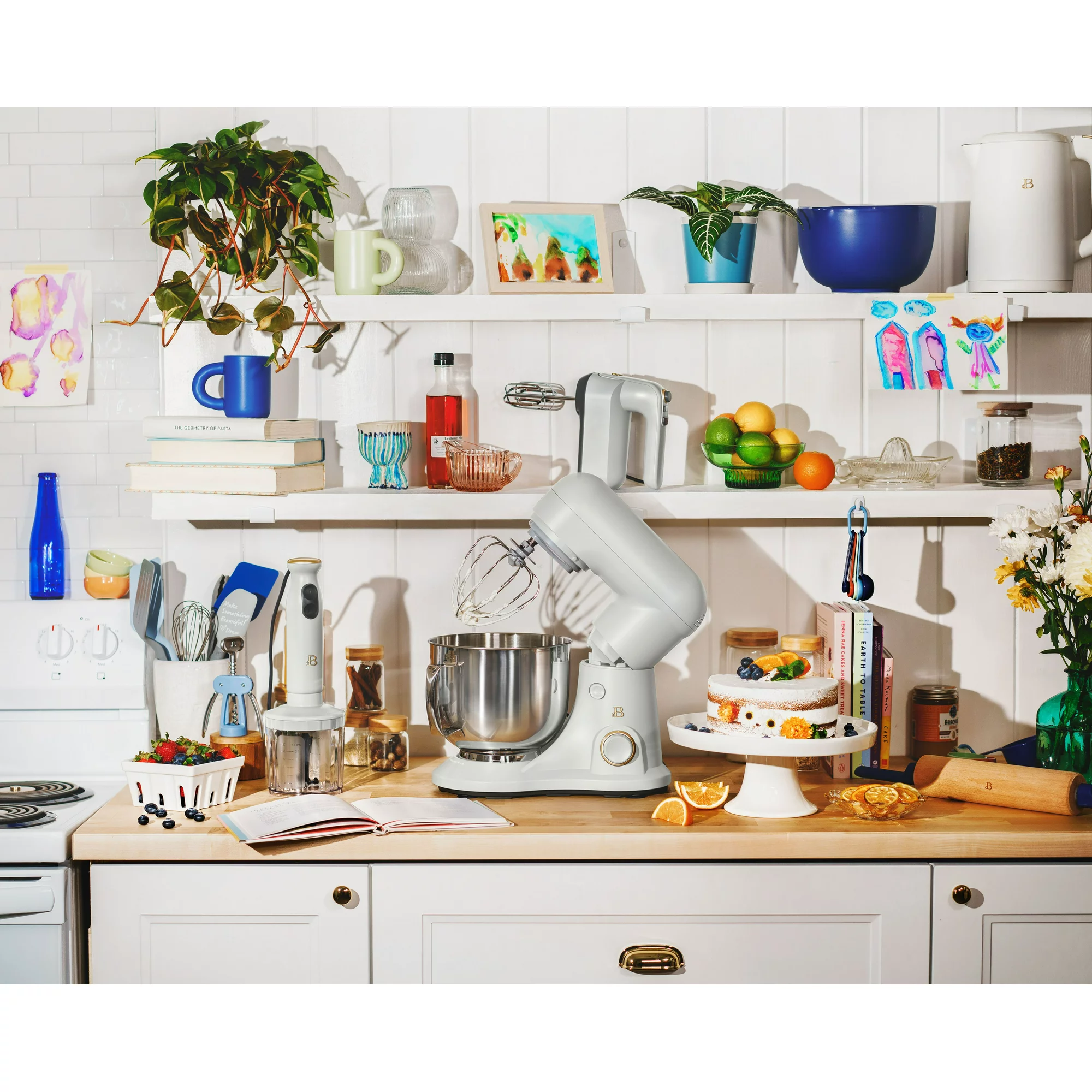 Beautiful 5.3QT Capacity Lightweight and Powerful Tilt-Head Stand Mixer， White Icing by Drew Barrymore