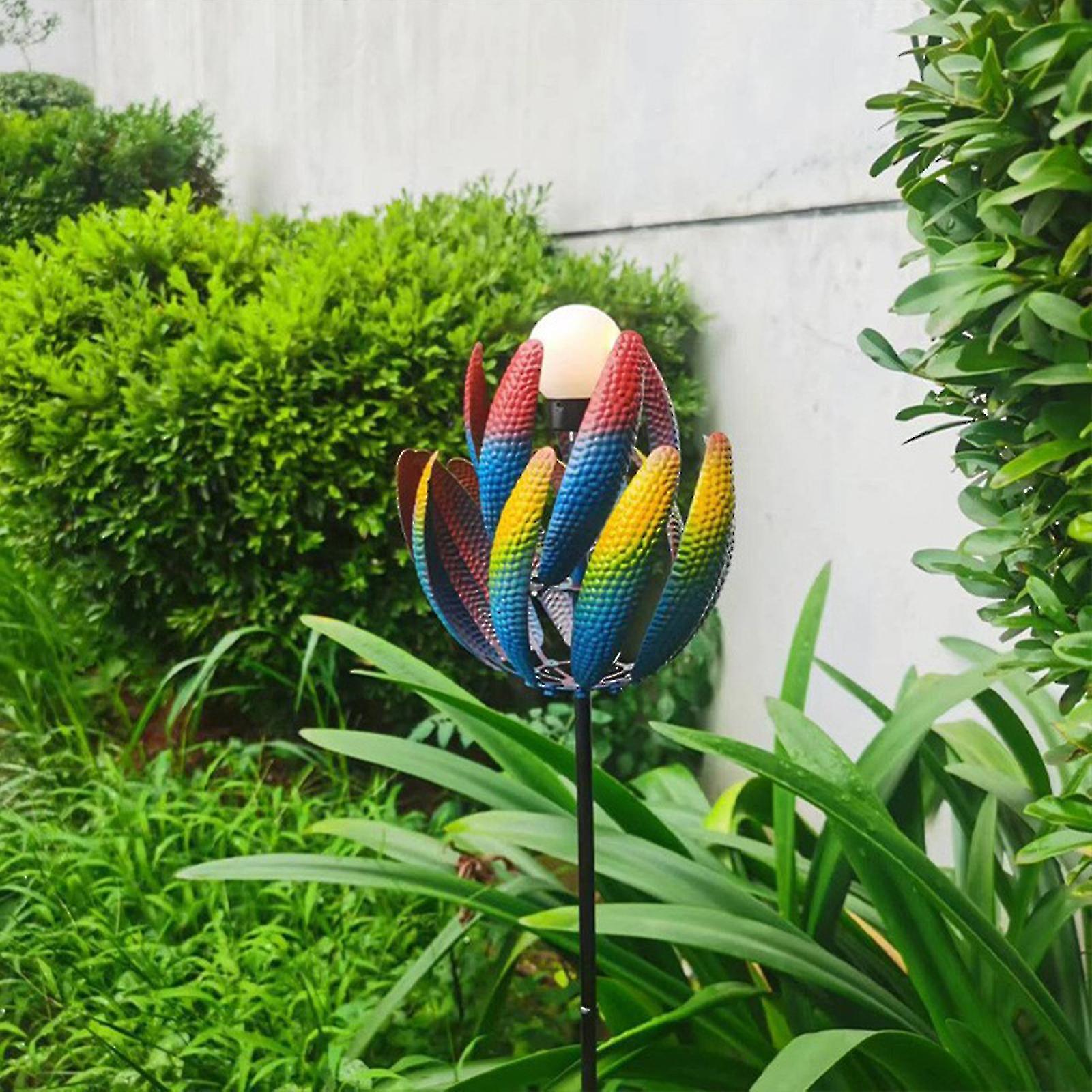 Rotating Garden Decoration Faceted Multicolor Metal Windmill