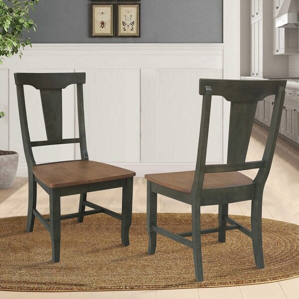 International Concepts Solid Wood Panel Back Dining Chairs - Set of 2