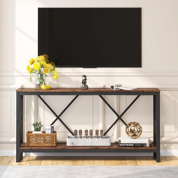 70.9 Inch Extra Long Console Table Industrial Narrow Sofa Table Entry Table Behind Couch