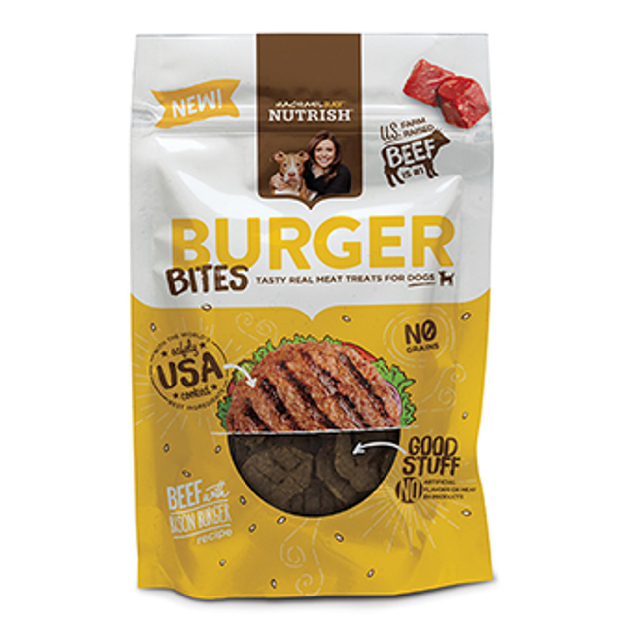 Rachael Ray Nutrish Beef and Bison Burger Bites Dog Treats， 3 oz.