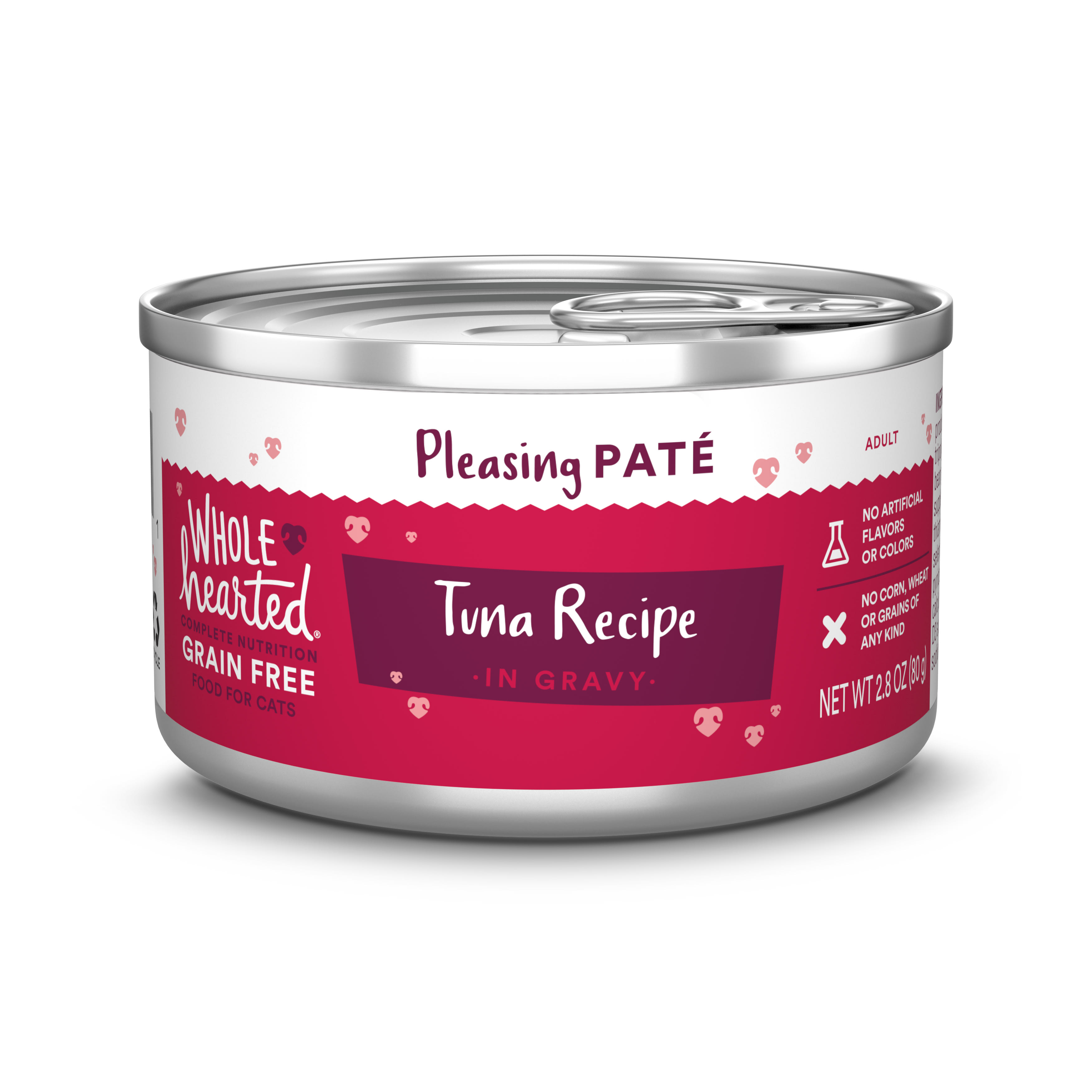 WholeHearted Grain Free Tuna Recipe Pate Adult Wet Cat Food， 2.8 oz.， Case of 12