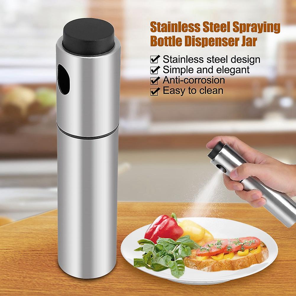 Stainless Steel Olive Oil Spraying Bottle Dispenser Sprayer Can Jar Kitchen Barbecue Tool