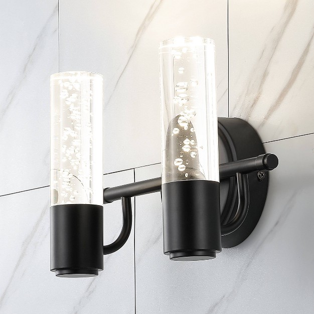 Led 2 light Bolha Minimalist Bubble Acrylic iron Wall Sconce Black Jonathan Y