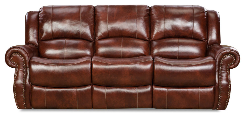 Aspen 100% Genuine Leather 3 Piece Living Room Set  Oxblood   Transitional   Living Room Furniture Sets   by Almo Fulfillment Services  Houzz