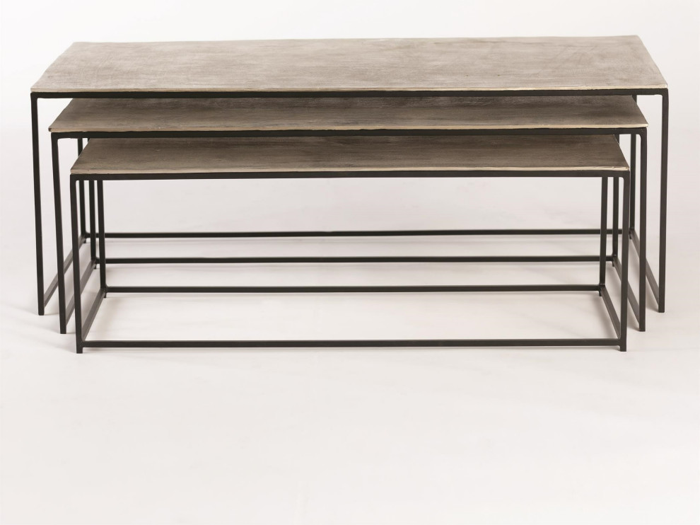 Sand Casted Nesting Cocktail Tables   Industrial   Coffee Table Sets   by HedgeApple  Houzz