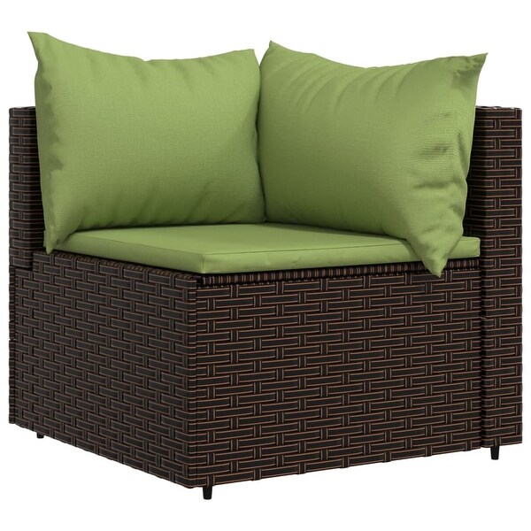 vidaXL Patio Lounge Set with Cushions Brown/Black/Gray Poly Rattan