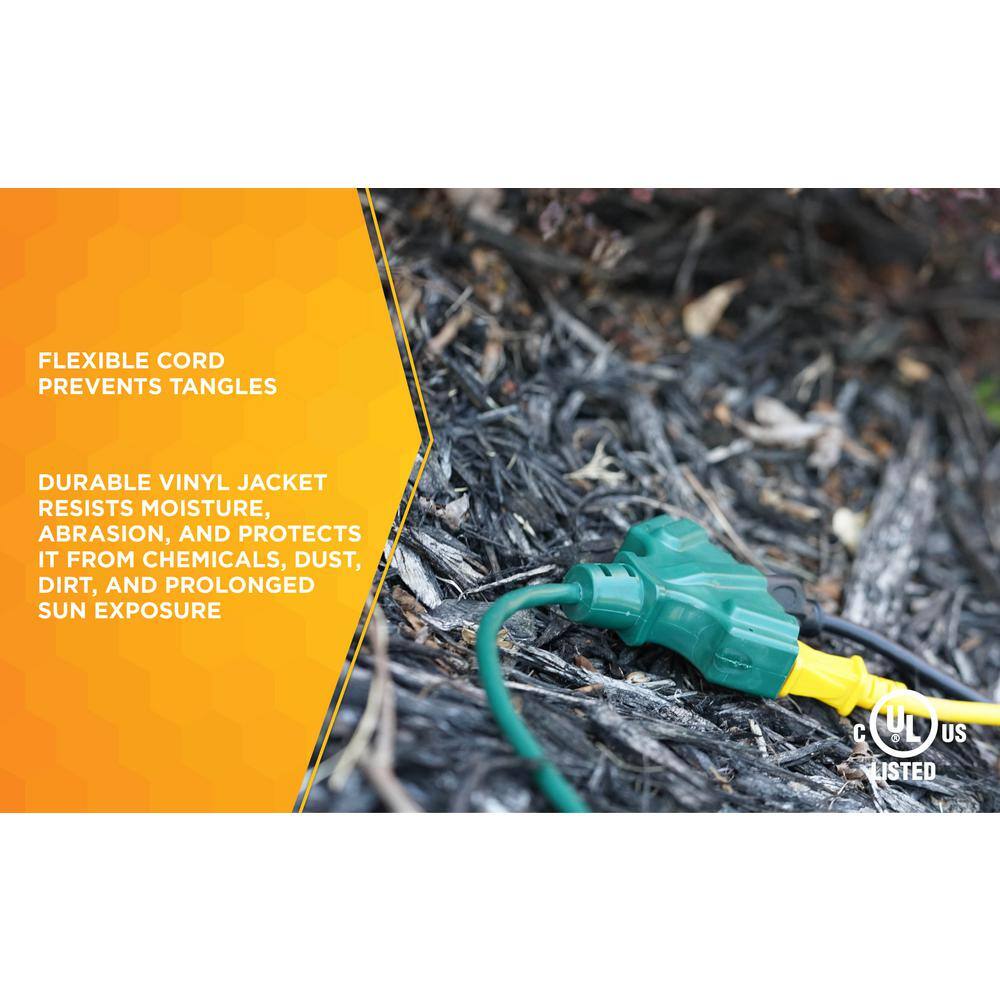 Woods 8 ft. 163 SJTW Tri-Source (Multi-Outlet) Yard Master Outdoor Extension Cord 2466