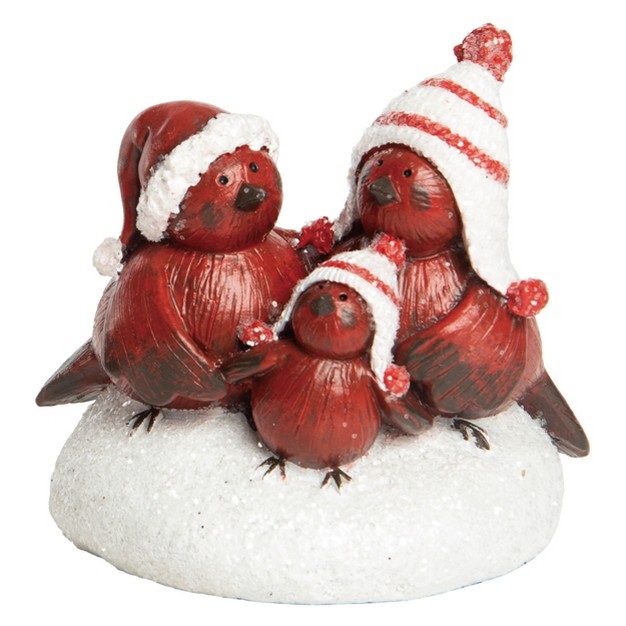 Transpac Resin 3 In Red Christmas Striped Hat Bird Figurine