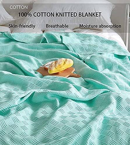 Cotton Full Size Summer Blanket Soft Breathable Thermal Blanket Lightweight Cooling Blanket for All Season， Bed Couch