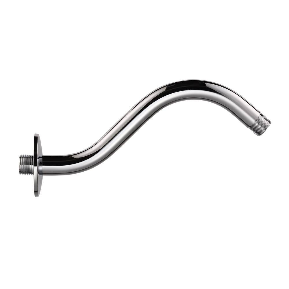 Glacier Bay 9 in. Curved Shower Arm with Flange in Chrome HD59302-6201