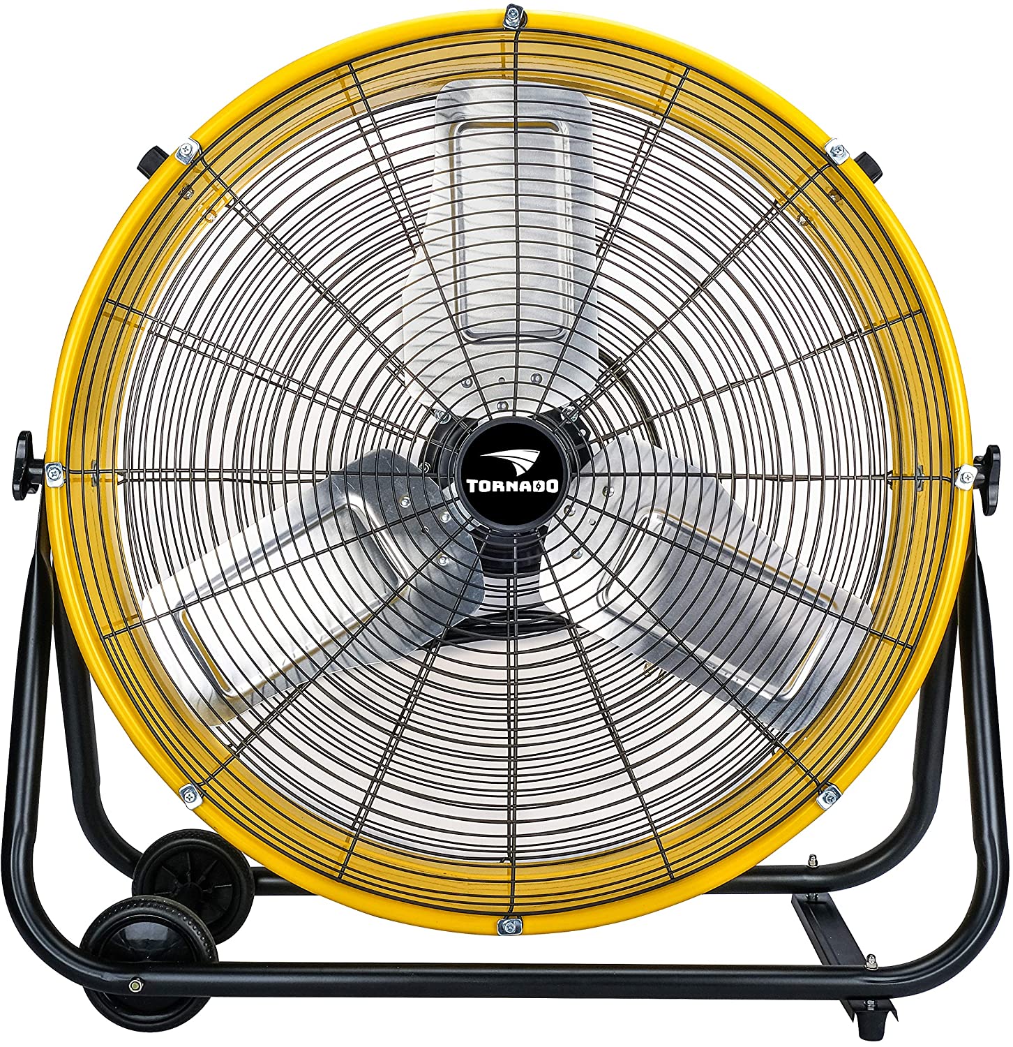 Tornado 24 Inch Grade UL Listed High Velocity Movement Heavy Duty Drum 3 Speed Air Circulator Fan 7800 CFM-Industrial, Commercial, Residential, and Greenhouse Use, Yellow