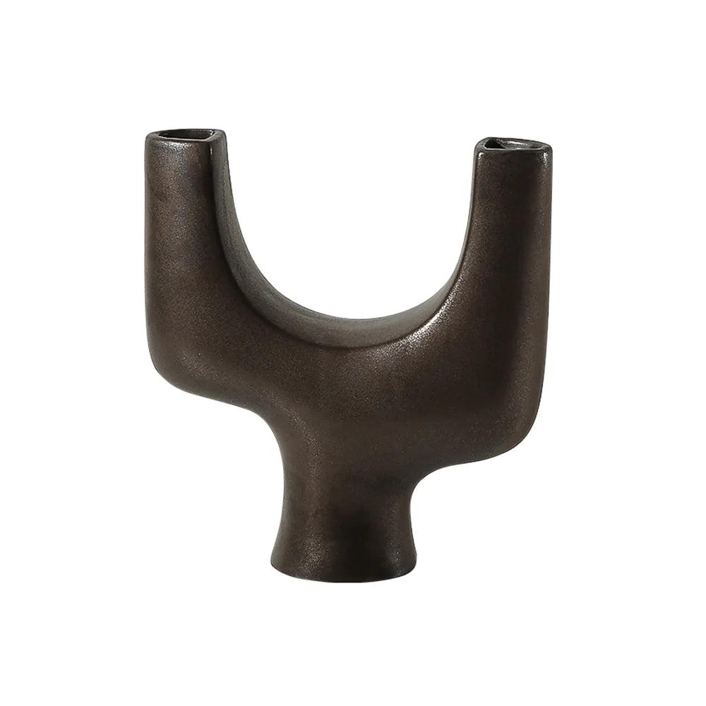 Oxidized Brown Ceramic Abstract Vase Fd-D22059