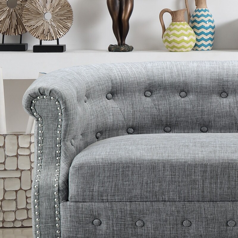 Rosevera Three Piece Living Room Tufted Sofa Set  Chesterfield
