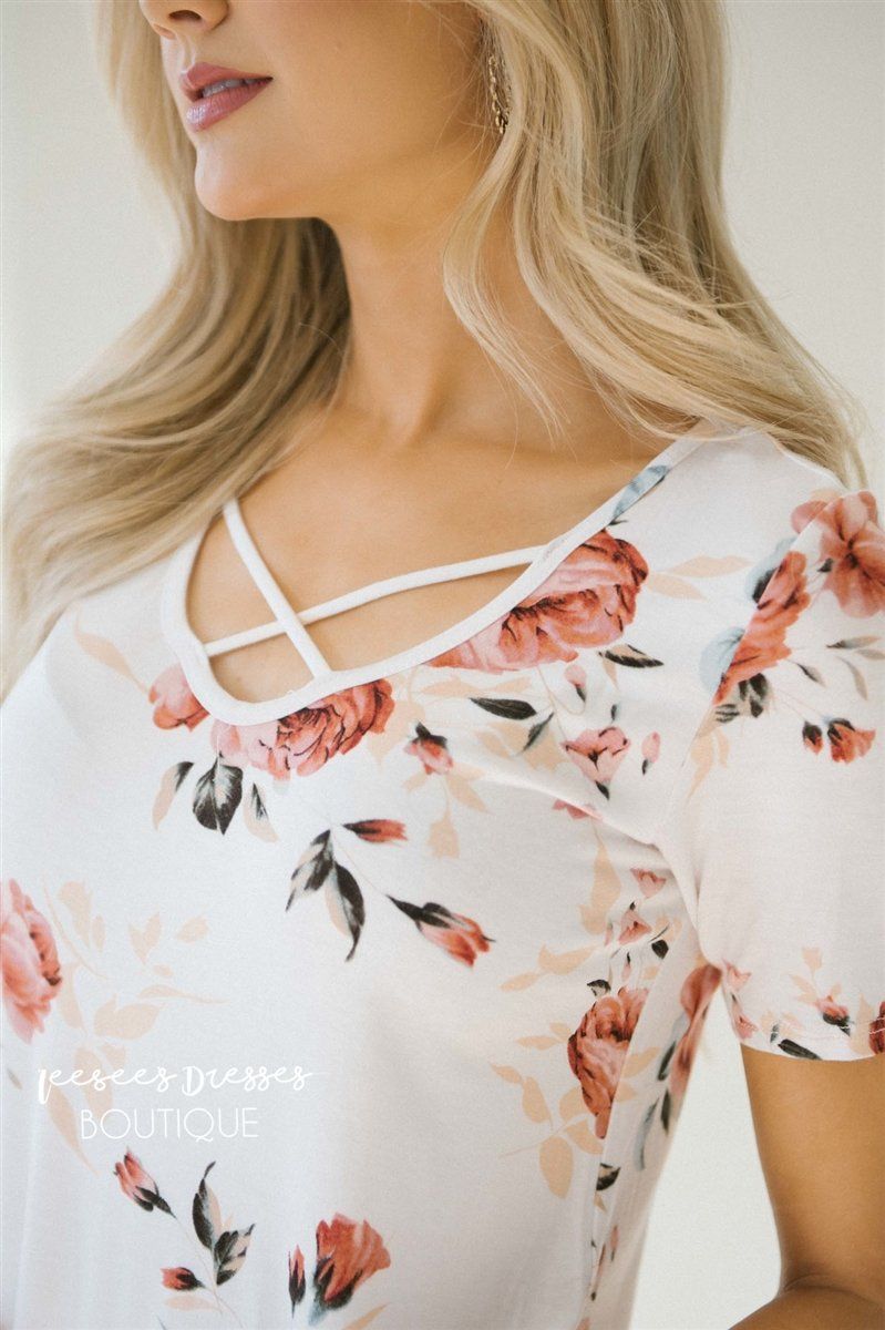 Ivory & Soft Mauve Cross Over Top