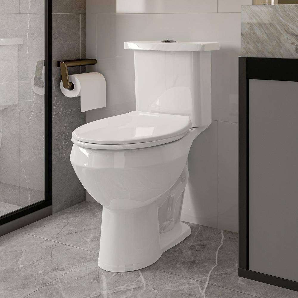 Two-Piece 1.11.6 GPF Dual Flush Elongated Toilet in White Seat Included HKD-TPT2488T-W