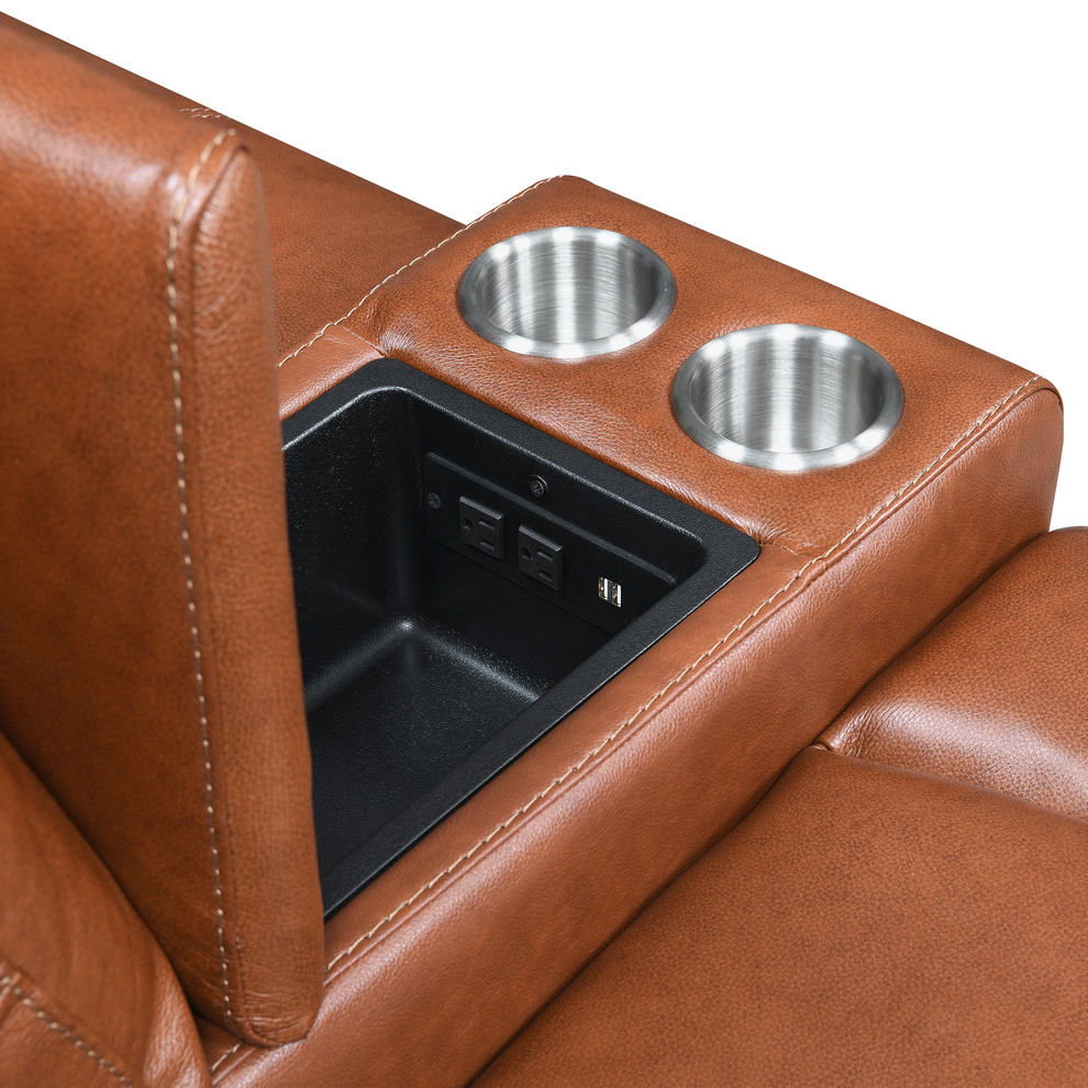 Natalia Power Loveseat Console Leather Recliner   Contemporary   Loveseats   by Steve Silver  Houzz