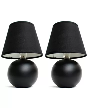 All The Rages Simple Designs Mini Ceramic Globe Table Lamp 2 Pack Set