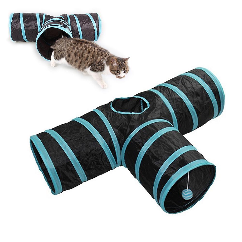 Indoor Cat Tunnel 3 Way Pet Play Tunnel Collapsible Tunnel Tube Kitty Tunnel Pet Toys For Cats Puppies Rabbits Black