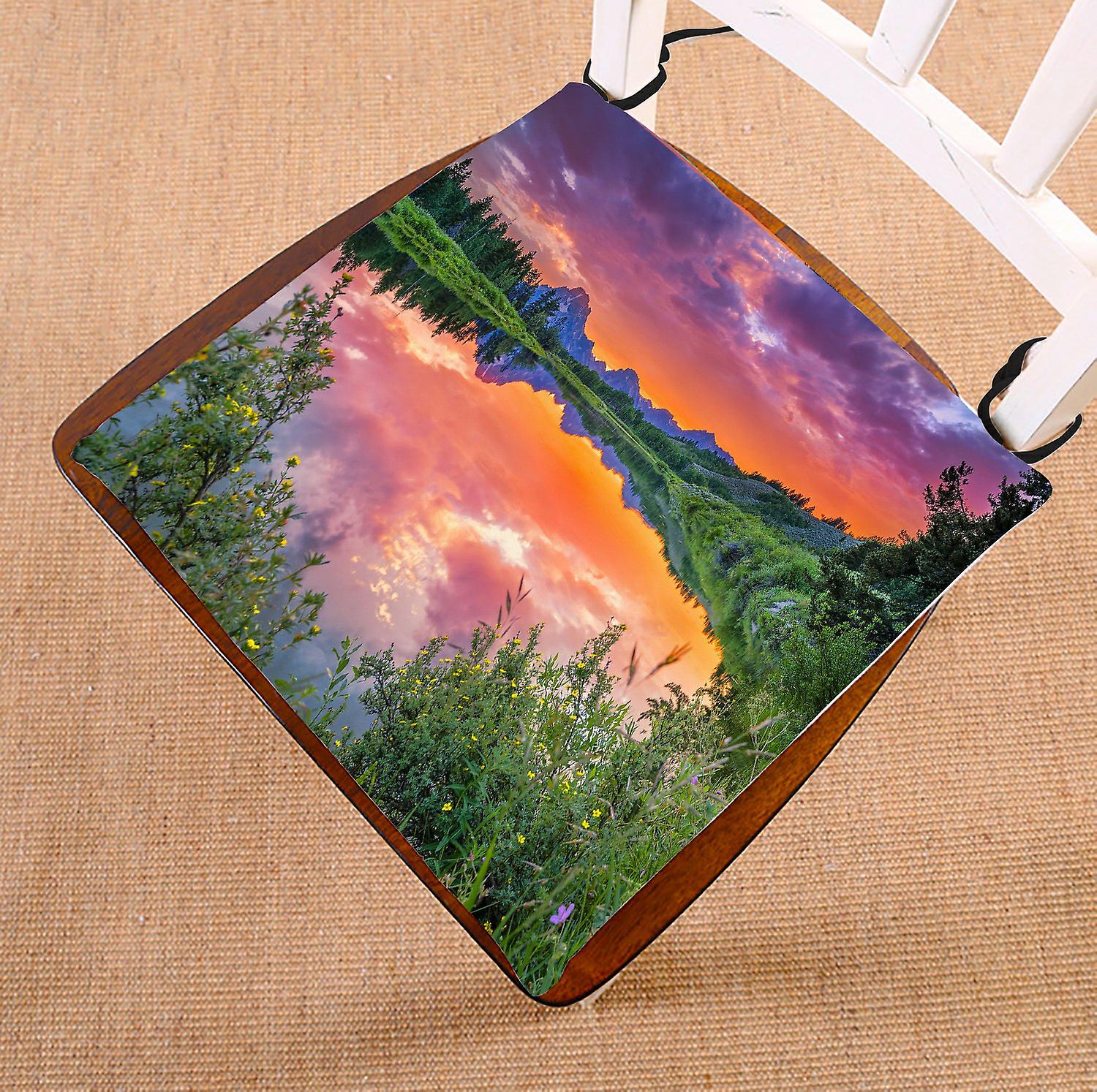 Mountain Chair Pad， Colorful Sunset On The Oxbow Bend Of The Snake River Seat Cushion Chair Cushion Floor Cushion 40x40 Cm