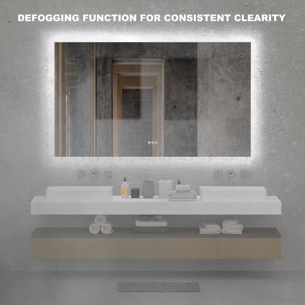 niveal 60 in. W x 36 in. H Rectangular Frameless LED Wall Bathroom Vanity Mirror LMO04-6036DF2