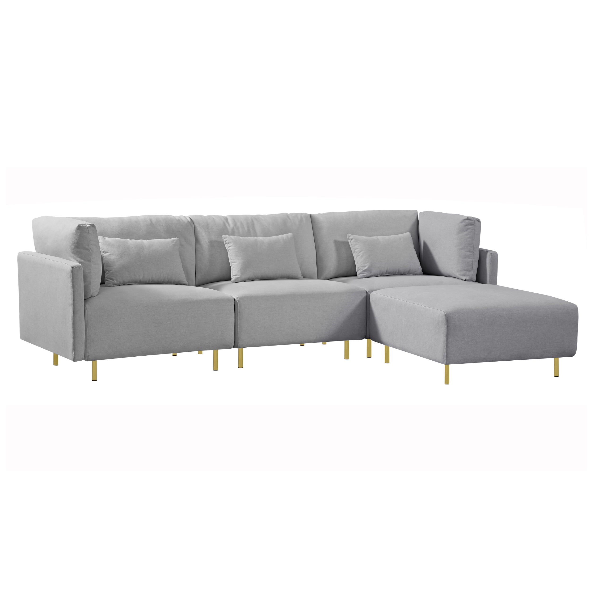 Holaki 4 Seat Luxury Sectional Sofa Fabric Couch U Shape Sofa with Convertible Ottoman Chaise, Gray