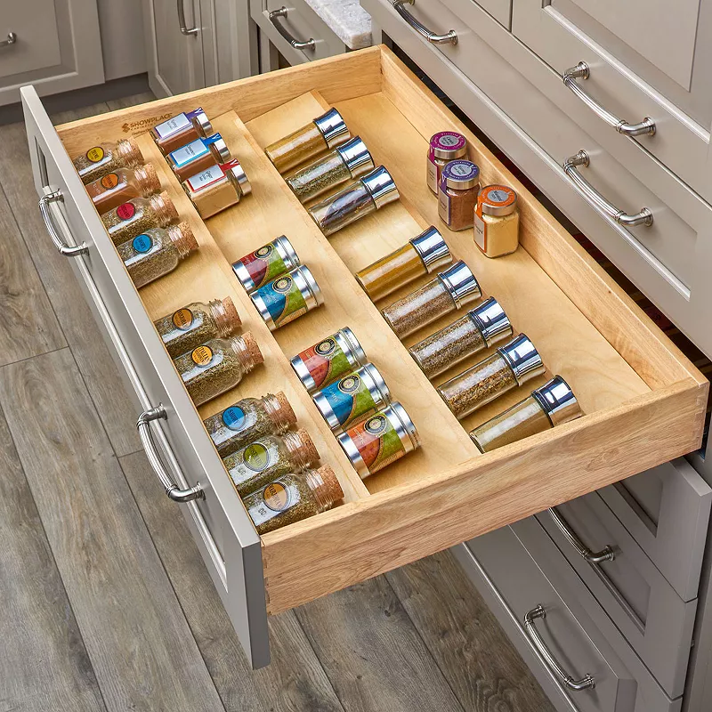 Rev-A-Shelf 36 Inch Kitchen Drawer Organizer Insert Spice Rack 3-Tier， 4SDI-36-1