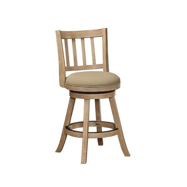 Adam 24 Inch Solid Wood Swivel Counter Stool， Slatted - 21.5 L x 18 W x 37.5 H