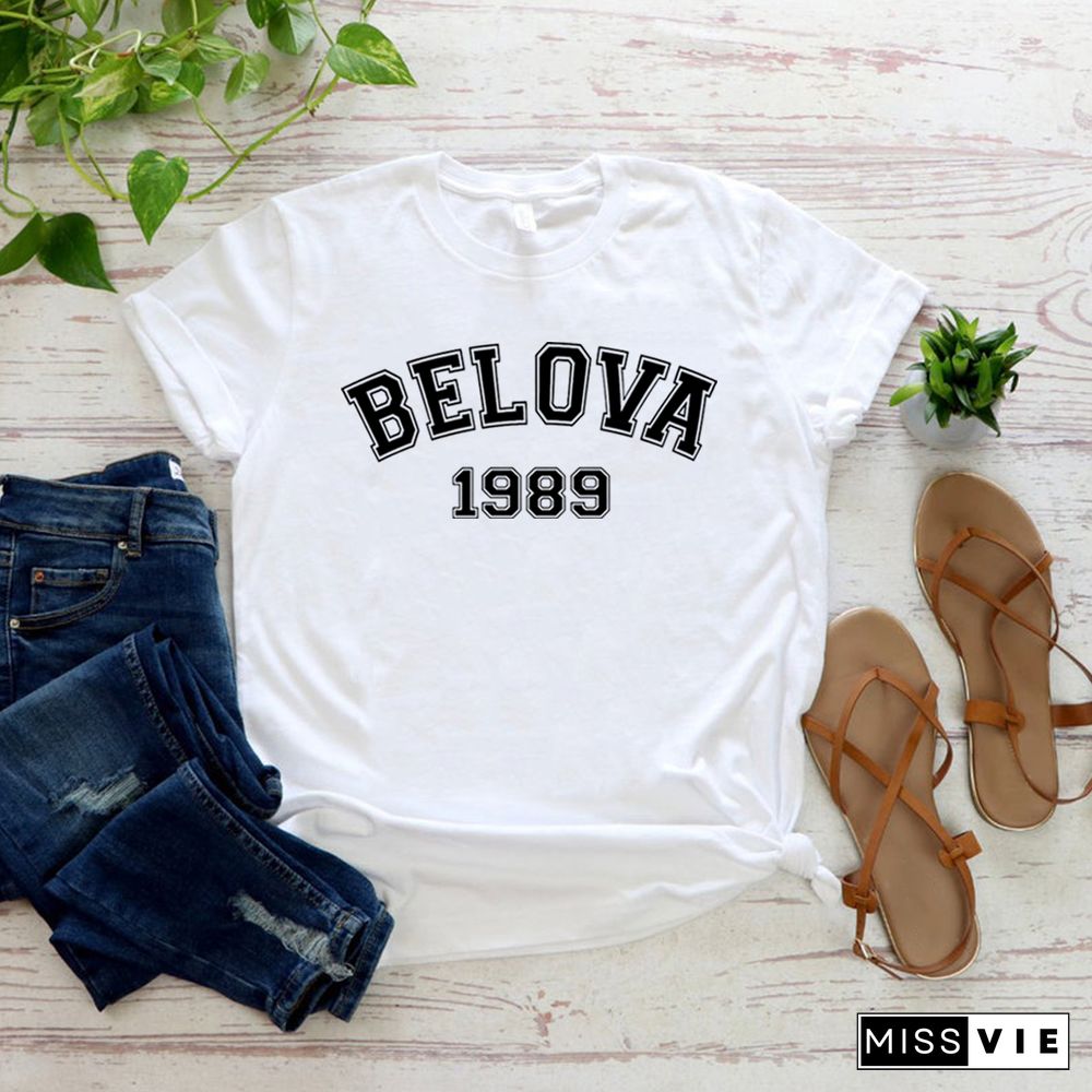 Belova 1989 T Shirt Black Widow Yelena Belova Shirt Natasha Romanoff Superhero Tee Unisex Graphic T Shirts Short Sleeve Tshirts