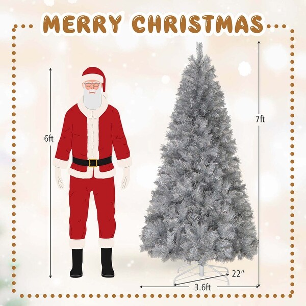 5/6/7 FT PreLit Silver Tinsel Christmas Tree Artificial Xmas Tree