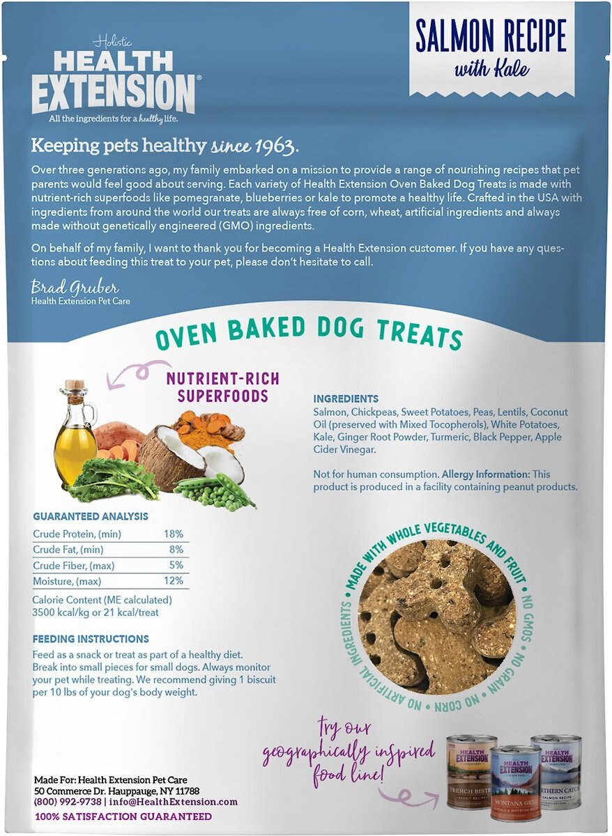 Health Extension Grain-Free Oven Baked Salmon Recipe with Kale Dog Treats