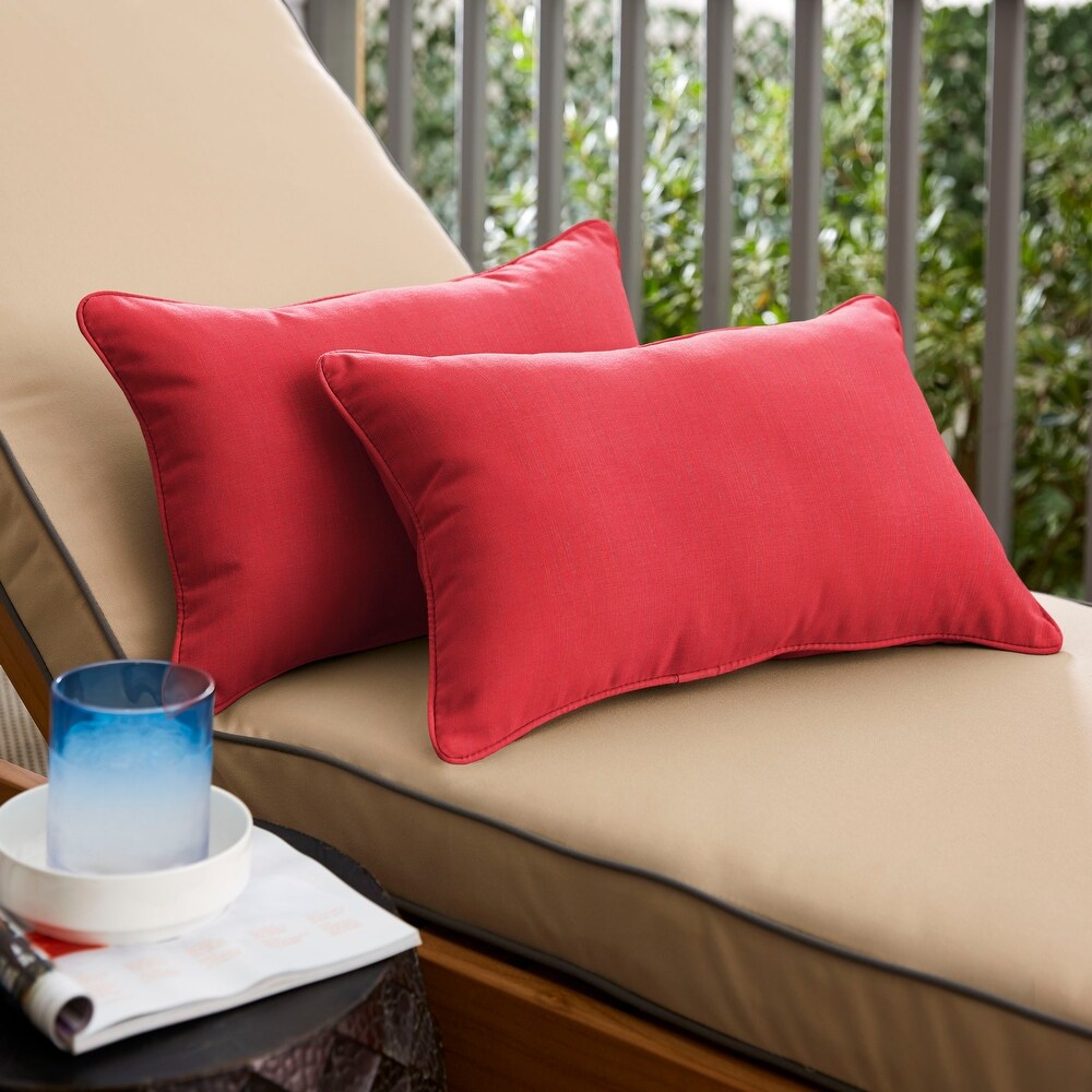 Sorra Home Sunbrella Dupione Crimson Corded Indoor/ Outdoor Pillows (Set of 2)