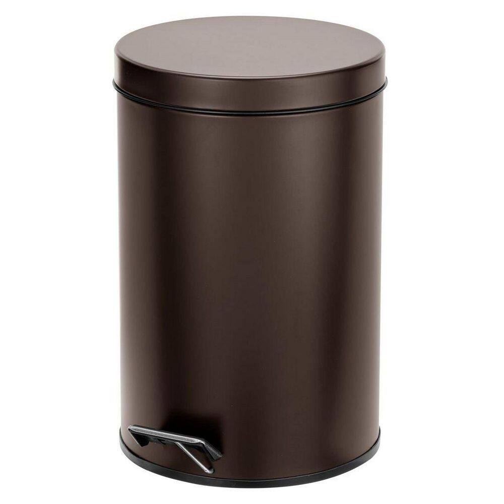 Dracelo 3.2 Gal. Round Bronze Metal Step Trash Wastebasket with Removable Liner Bucket B0B9CKBTWS