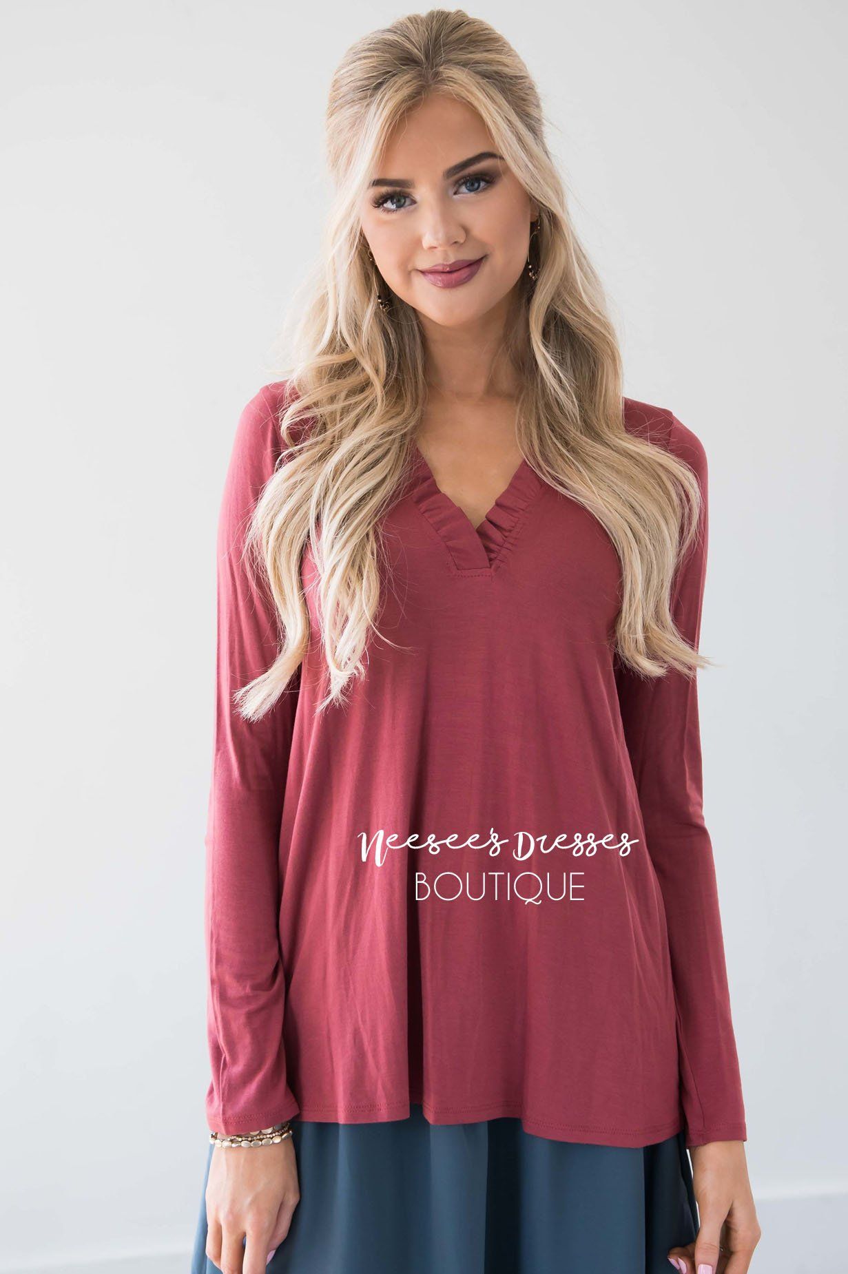 Since I Met You Ruffle Neck Blouse