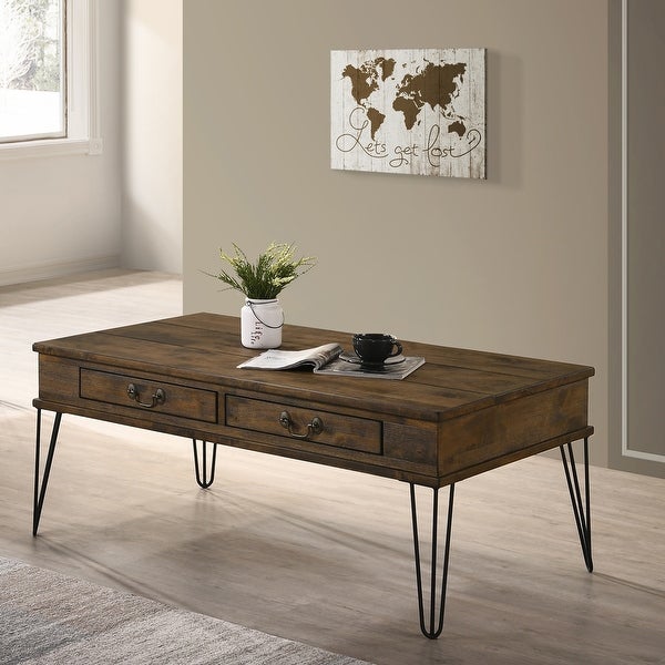 Furniture of America Perrin Urban Oak 43-inch 2-drawer Coffee Table