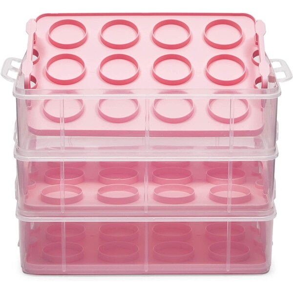 3 Tier Cupcake Carrier with Lid， Holds 36 Cupcakes (13.5 x 10.25 x 10.75 In)