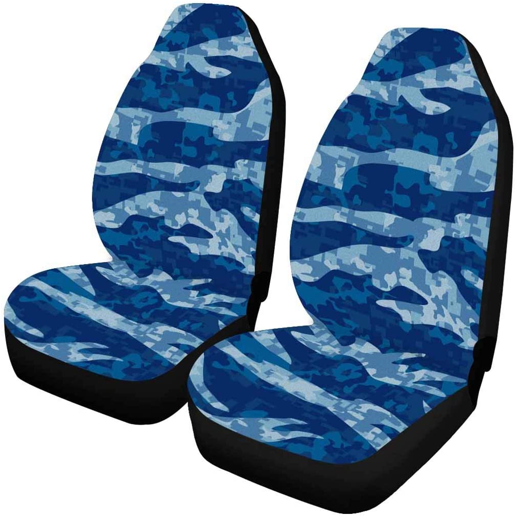 ZHANZZK Set of 2 Car Seat Covers Tiger Stripe Camouflage Universal Auto Front Seats Protector Fits for Car，SUV Sedan，Truck