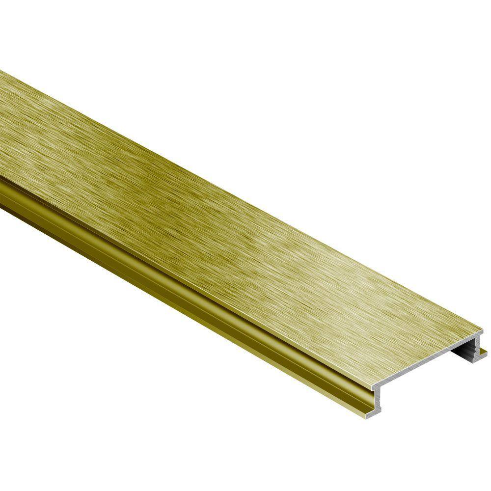 Schluter Systems Designline Brushed Brass Anodized Aluminum 14 in. x 8 ft. 2-12 in. Metal Border Tile Edging Trim DL625AMGB