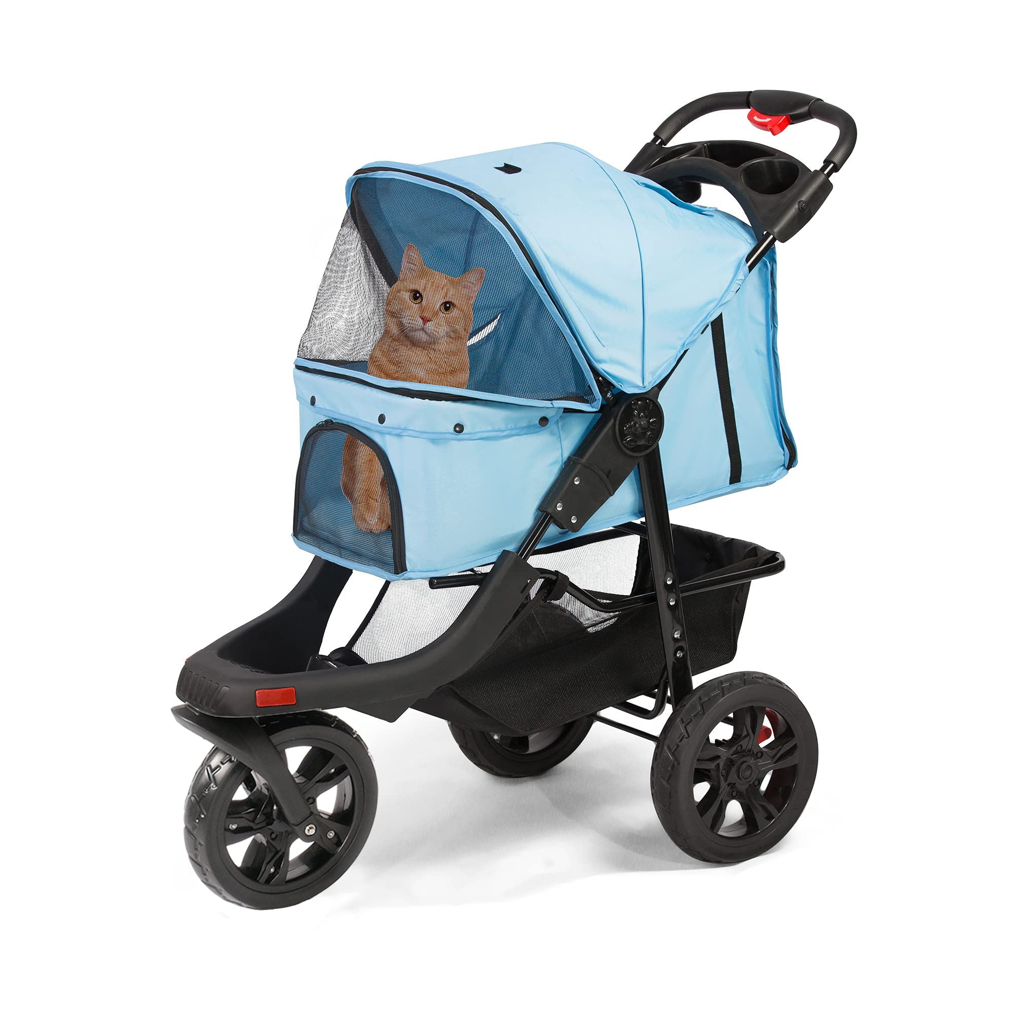 Karmas Product Pet Stroller， Foldable with Storage Basket， Wagon for Cats， Dogs， Pet Babies