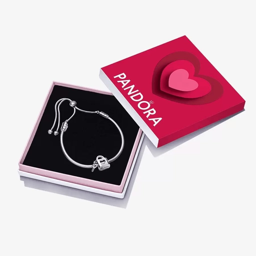 PANDORA  Open Heart Padlock & Key Bracelet Gift Set