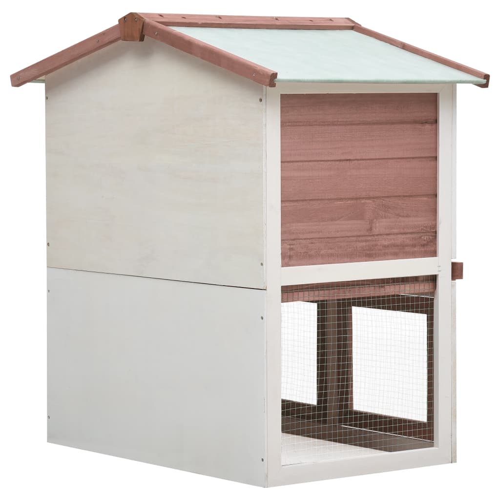 Rabbit Hutch Outdoor Inlife Rabbit Feeder 3 Doors， Brown Wood